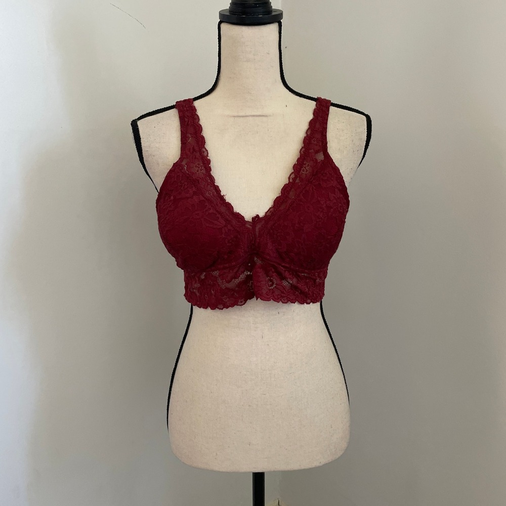 Red Floral Lace Boho Chic Bralette sz XL Wishful‎ Park Festival Beach Loungewear